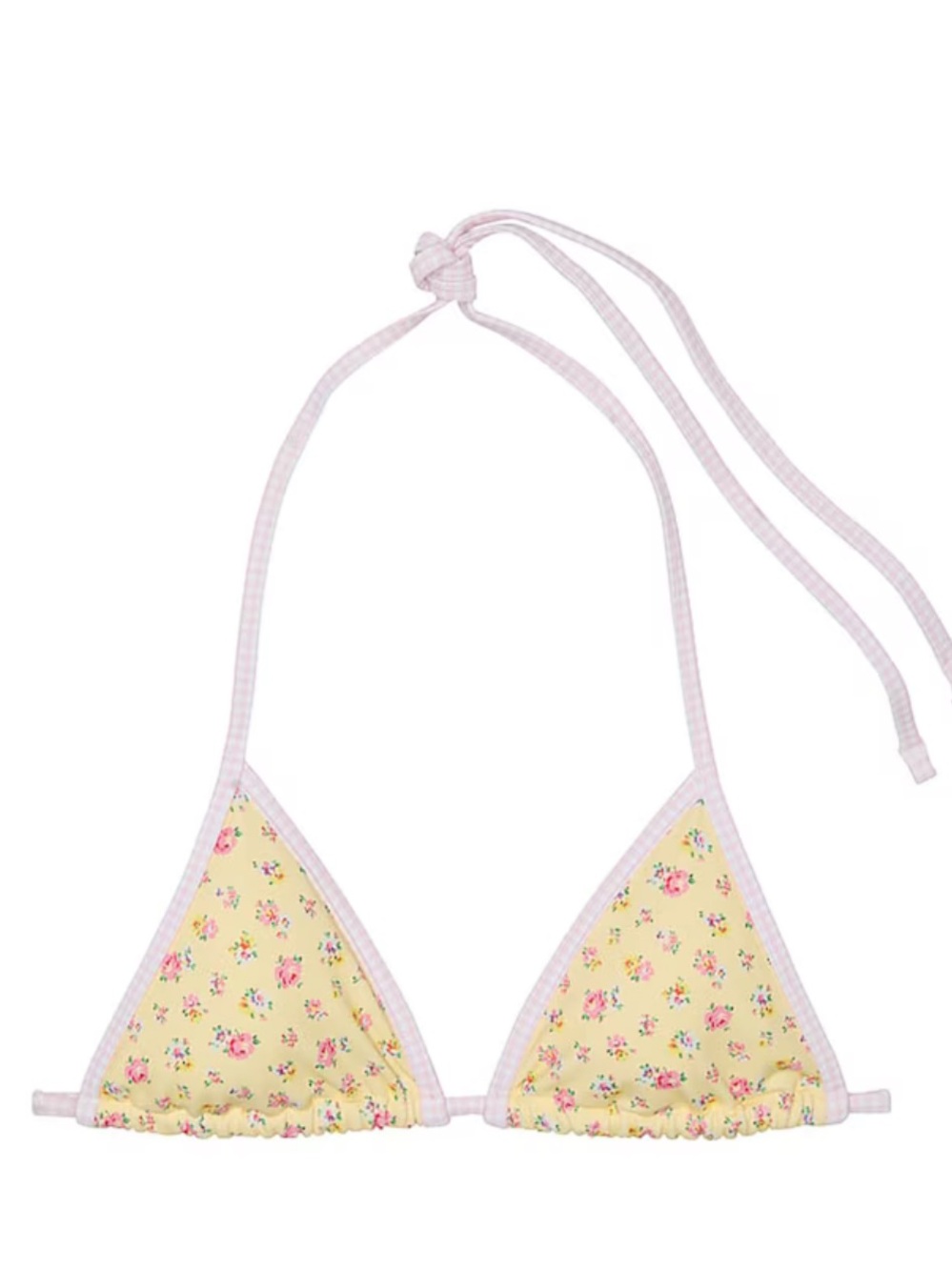 New! Frankie's Bikinis x PINK Yellow Floral Triangle Top 34614